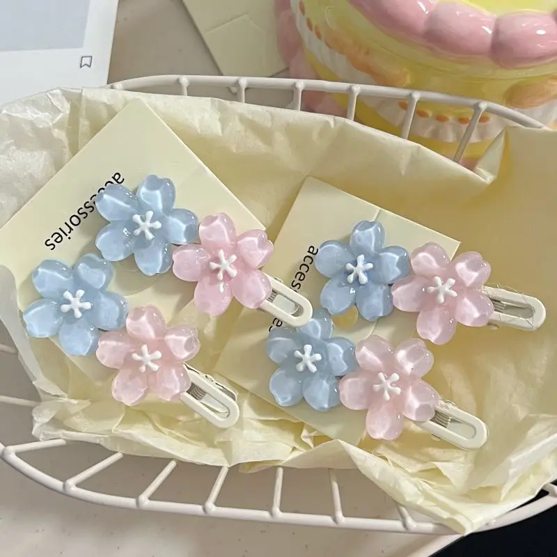 Cute Jelly Cherry Blossom Hair Clip Romantic Kawaii Hairpin for Girls Bangs & Side Hair Accessories Korean Style Duckbill Clips - Image 2
