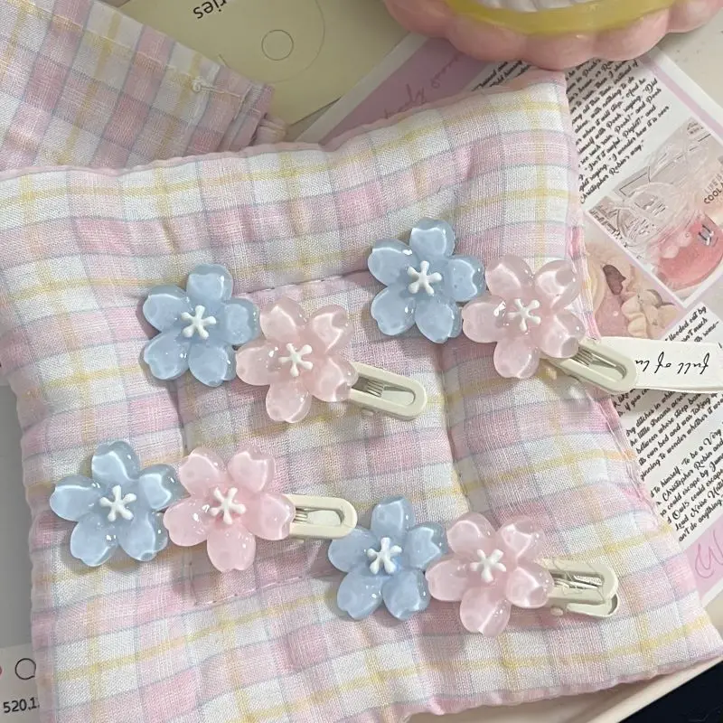 Cute Jelly Cherry Blossom Hair Clip Romantic Kawaii Hairpin for Girls Bangs & Side Hair Accessories Korean Style Duckbill Clips - Image 3