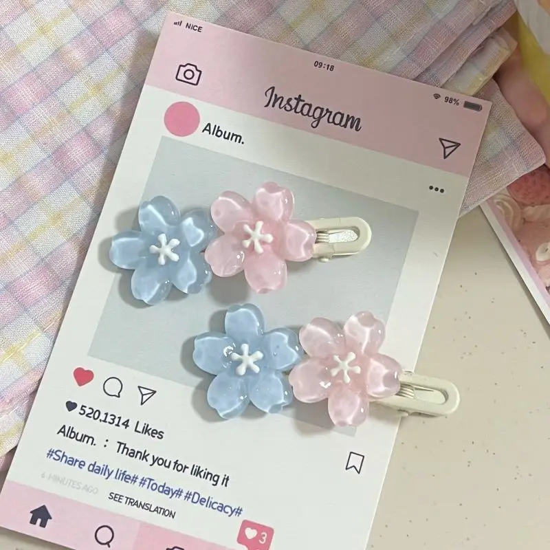 Cute Jelly Cherry Blossom Hair Clip Romantic Kawaii Hairpin for Girls Bangs & Side Hair Accessories Korean Style Duckbill Clips - Image 5
