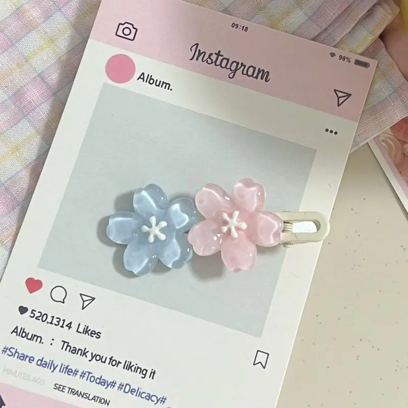 Cute Jelly Cherry Blossom Hair Clip Romantic Kawaii Hairpin for Girls Bangs & Side Hair Accessories Korean Style Duckbill Clips - Image 6