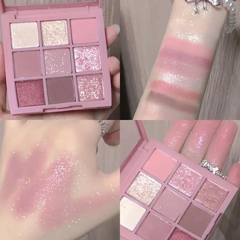 DIKALU Spring And Summer New Eyeshadow Palette Oh Rosy Nine Palace Grid Auto Focus Low Saturation Smoke Powder Rose Plate - Image 2
