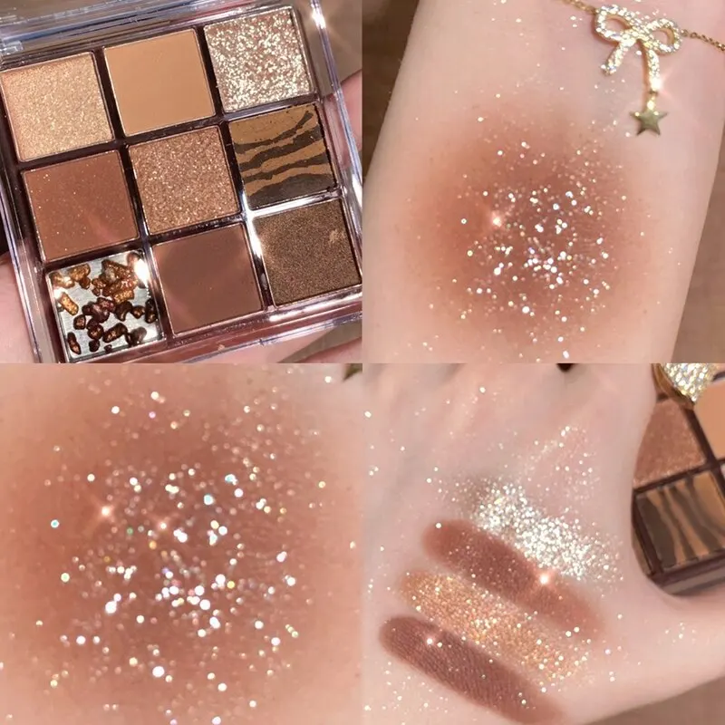 DIKALU Spring And Summer New Eyeshadow Palette Oh Rosy Nine Palace Grid Auto Focus Low Saturation Smoke Powder Rose Plate - Image 6