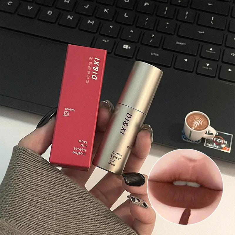 DIXI Mini Silver Tube Matte Lip Glaze — Velvet Finish, Skin-Enhancing, Versatile Low-Saturation Latte Shade - Image 3