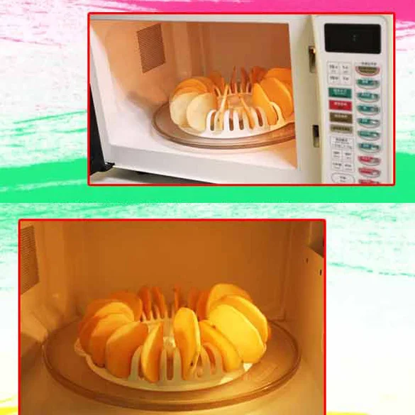 DIY Apple Fruit Crisp Chip Maker Food-grade Microwave Oven Potato Chips Bakeware Plastic Lightweight Homemade Baking Tray Tools - Image 3