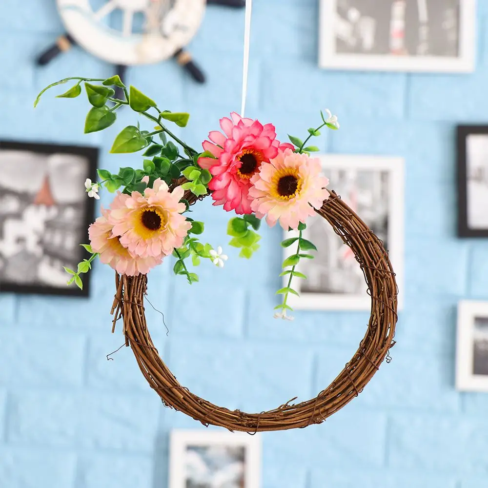 DIY Craft Xmas Party Decorations Christmas Decor Wedding Wreaths Round/Heart Shape Sepak Takraw Wreath Wicker Rattan Garland - Image 3