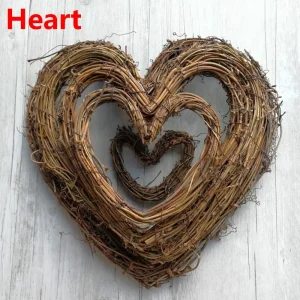 DIY Craft Xmas Party Decorations Christmas Decor Wedding Wreaths Round/Heart Shape Sepak Takraw Wreath Wicker Rattan Garland