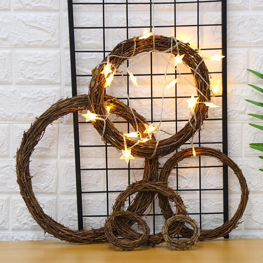 DIY Craft Xmas Party Decorations Christmas Decor Wedding Wreaths Round/Heart Shape Sepak Takraw Wreath Wicker Rattan Garland - Image 5