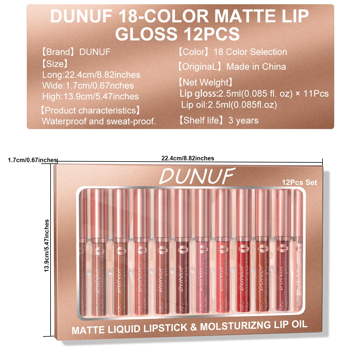 DUNUF 12 Pcs Matte Lipstick Lip Gloss Waterproof Long-lasting Easy Coloring Beginner Friendly Non-stick Cup Shape Non-fading Moi - Image 6