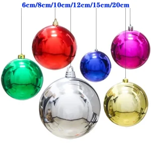 Dia 6/8/10/1215/20cm Shiny Christmas Bauble Ball - Hanging Tree Ornament Decoration for Home Party Wedding Xmas Holiday Decor