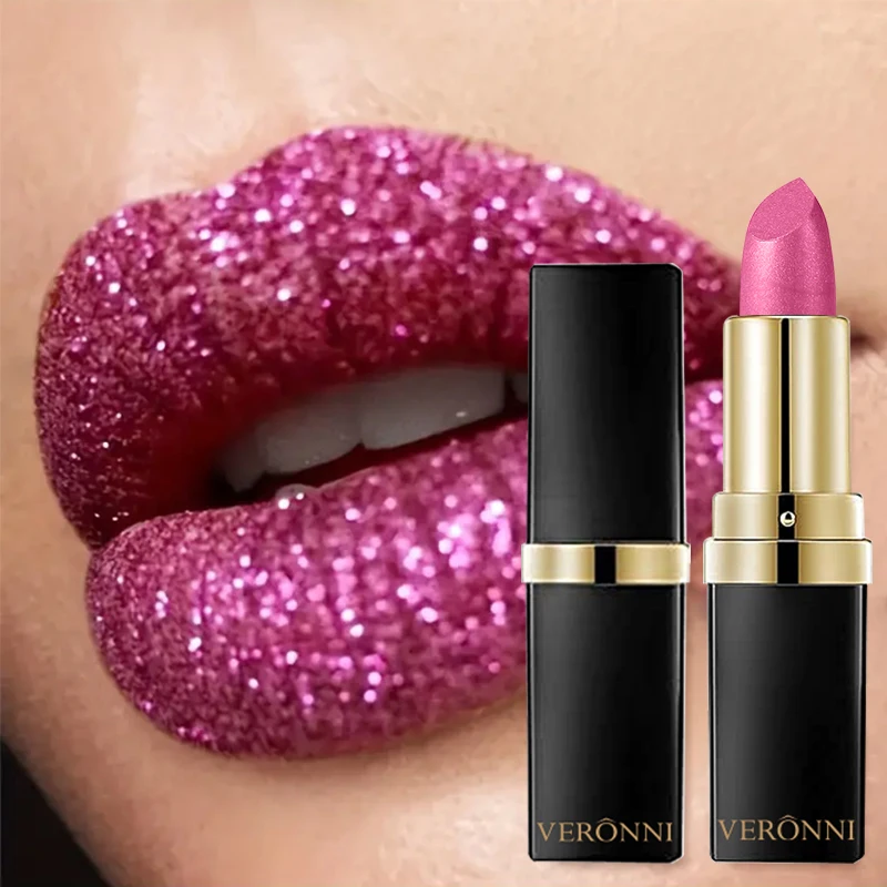 Diamond Shimmering Lipstick Set,High Pigmented Glitter Metallic Lipstick Glitter Lipgloss Lips Makeup Cosmetics Sexy Make Up - Image 2