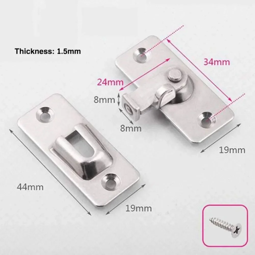 Door Lock 90 Degree Barn Door Latch Bolt Stainless Steel Hook Latch Window Cabinet Locks Right Angle Sliding Gate Lock Hardware - Image 5