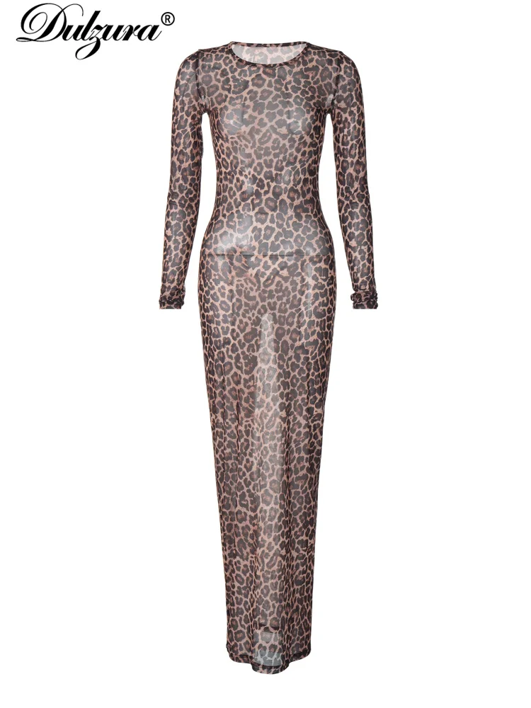 Dulzura 2024 Sexy Elegant Maxi Dress Printed Leopard Long Sleeve Dresses Women Clothes Y2K Lady Party Club Streetwear Holiday - Image 6
