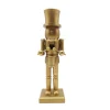 E28F Mantels Christmas Decoration, Gold-Tone Nutcrackers Soldier Figurine with Square Freestanding Base for Shelf and Entryway