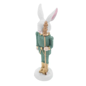 Easter Rabbit Statue Resin Nutcracker Cute Bunny Soldier Decorative Spring Party Garden Decor Holiday Home Accents