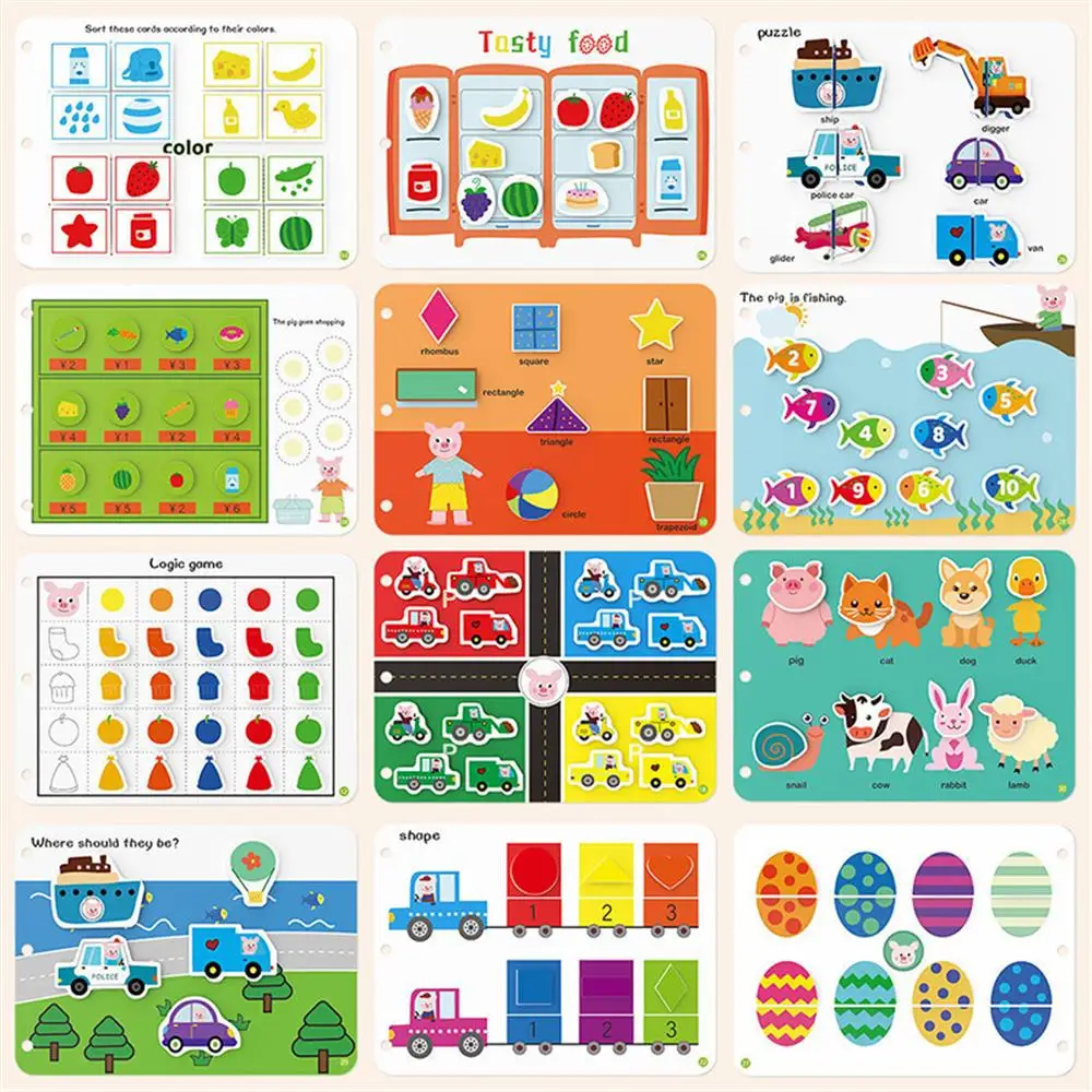 Educational Toy Brain Development Busy Kids Book Animal Number Matching Puzzle Game Montessori Paste Quiet Book Children Toy - Image 3
