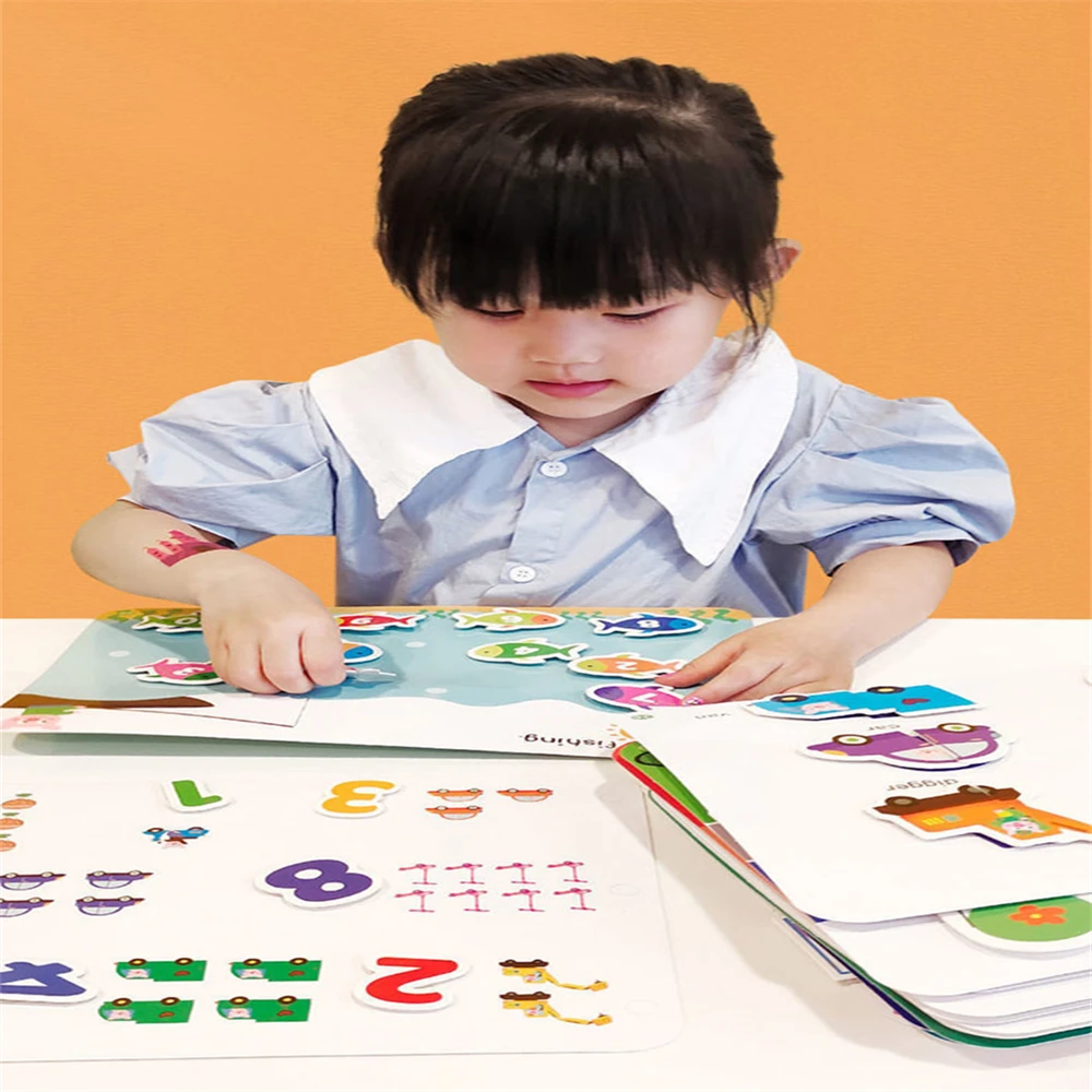 Educational Toy Brain Development Busy Kids Book Animal Number Matching Puzzle Game Montessori Paste Quiet Book Children Toy