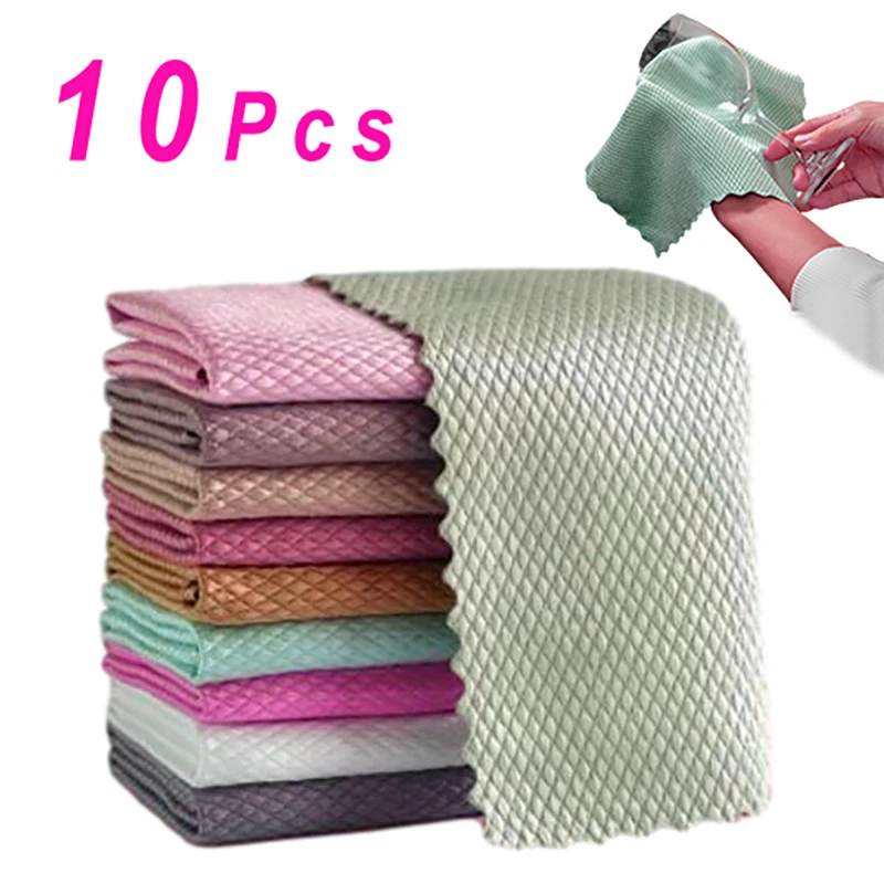Efficient Glass Cleaning Towel MIrror Cleaning Cloth Absorbent Kitchen Towels 25x25cm Napkin for Glass Dish Washing Wiping Rag