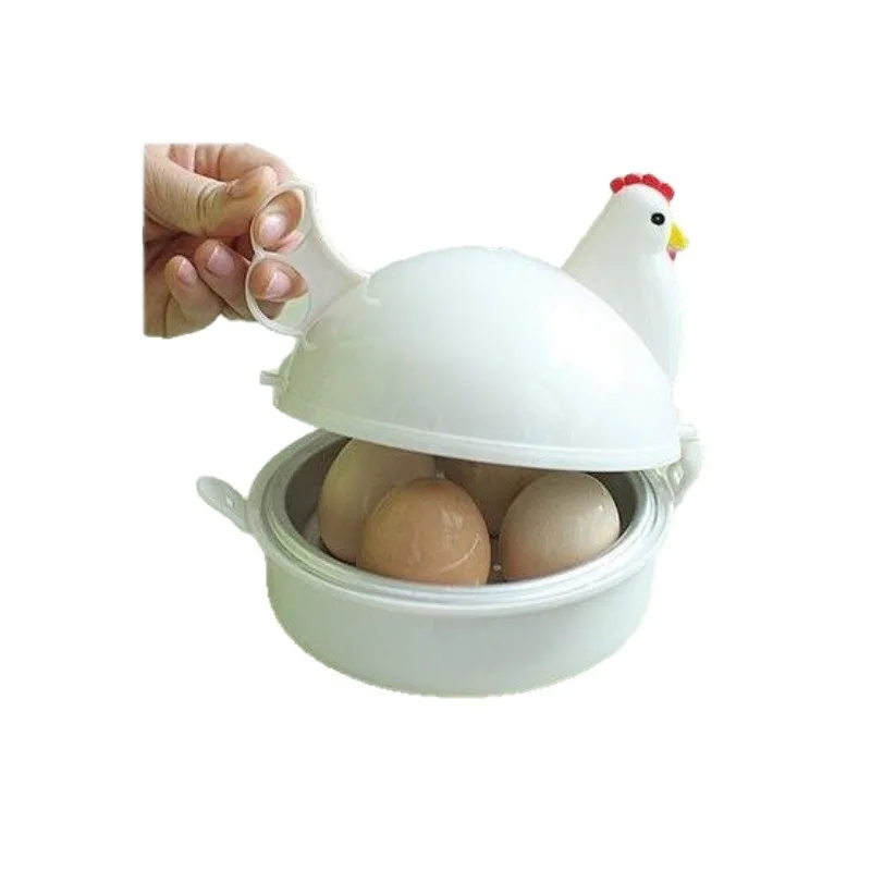 Egg Cooker Simple and Quick Love Breakfast Special Microwave Oven Steamed Egg Utensils Boiled Egg Mold 4 Eggs - Image 2
