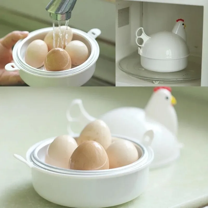 Egg Cooker Simple and Quick Love Breakfast Special Microwave Oven Steamed Egg Utensils Boiled Egg Mold 4 Eggs - Image 4