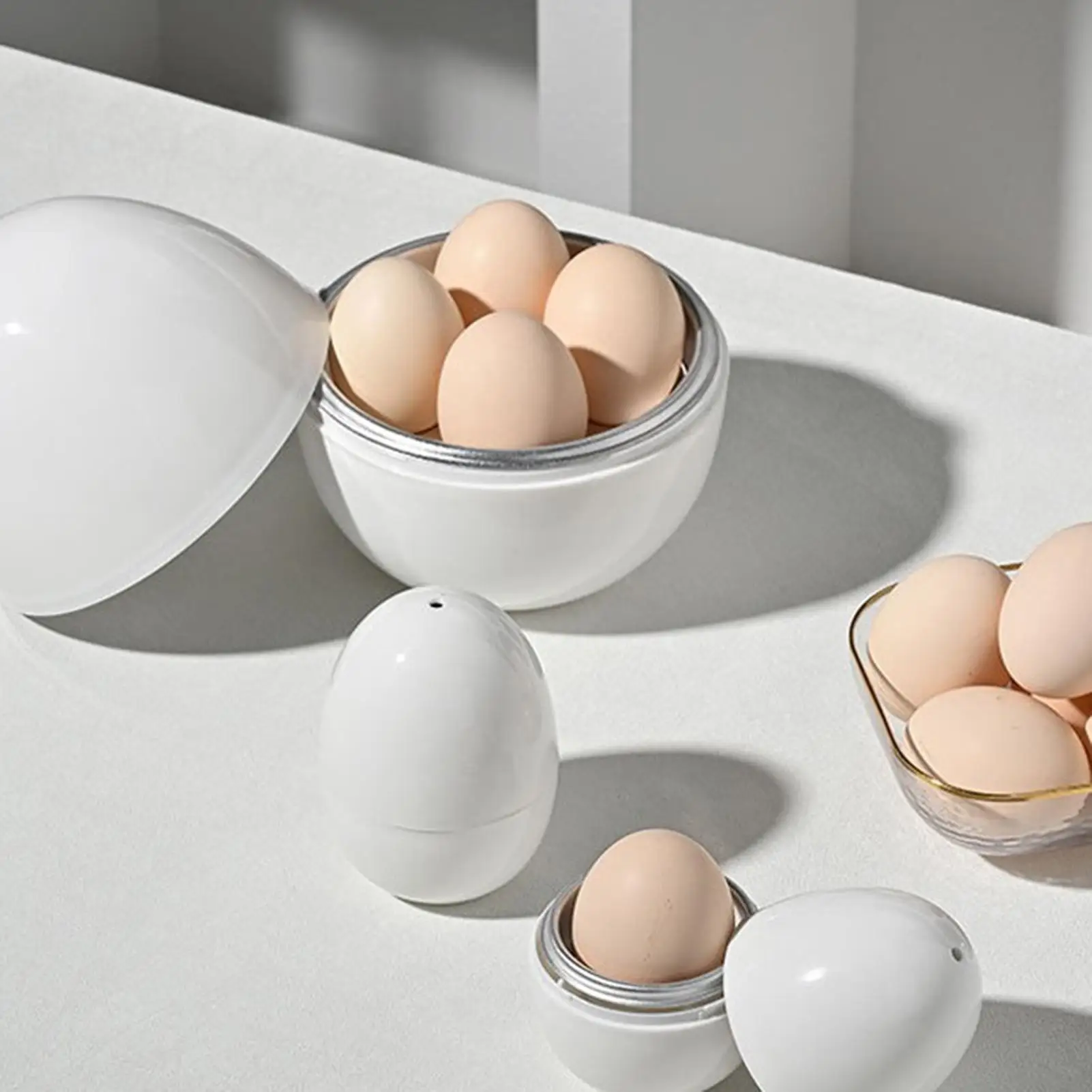 Egg Shaped Egg Boiler Steamer 4 Eggs 1Egg Microwave Eggs Cooker Cooking Tool Kitchen Accessories Gadgets