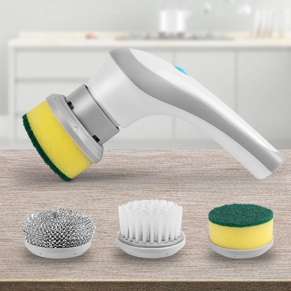 Electric Clean Brush Multifunctional Kitchen Home Cleaning Brush 3 Replaceable Brush Heads Bathroom Kitchen Cleaner - Image 6
