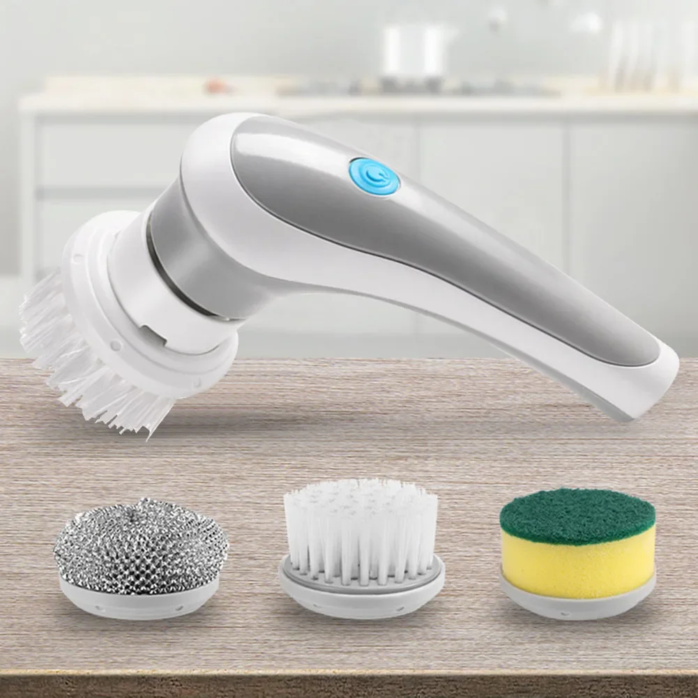 Electric Clean Brush Multifunctional Wireless Clean Brush 360 Degree Rotation 3 Replaceable Brush Heads Bathroom Kitchen Cleaner - Image 2