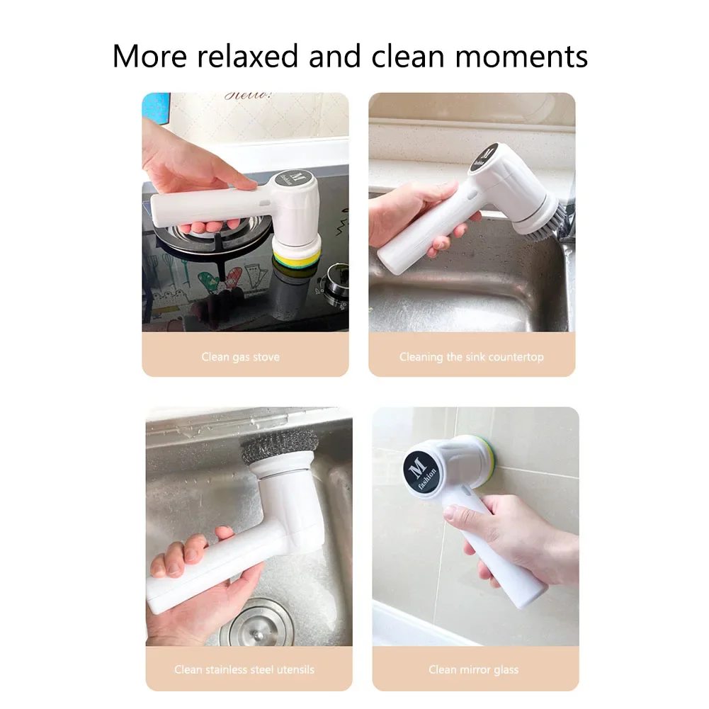 Electric Cleaning Brush USB Rechargeable Cleaner Brush Dishwashing Rotary Scrubber for Home Kitchen Cleaning Products - Image 6