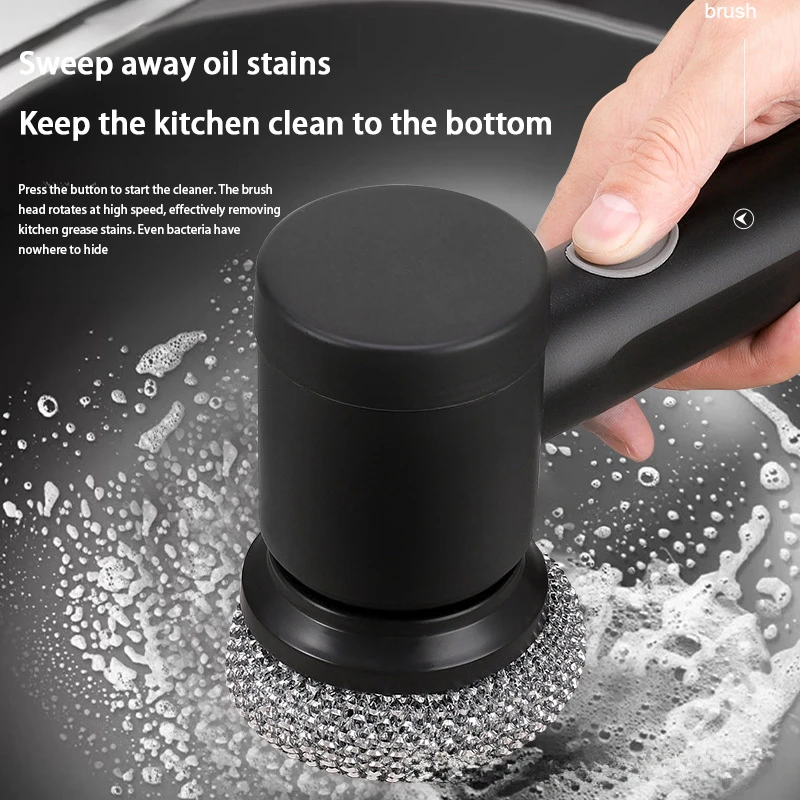 Electric Cleaning Brush Wireless Black High-power Multifunctional Bathroom Waterproof Portable Cleaning Brush Household - Image 2