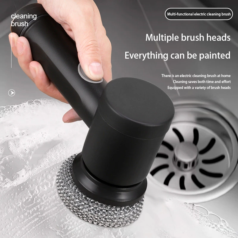 Electric Cleaning Brush Wireless Black High-power Multifunctional Bathroom Waterproof Portable Cleaning Brush Household - Image 3