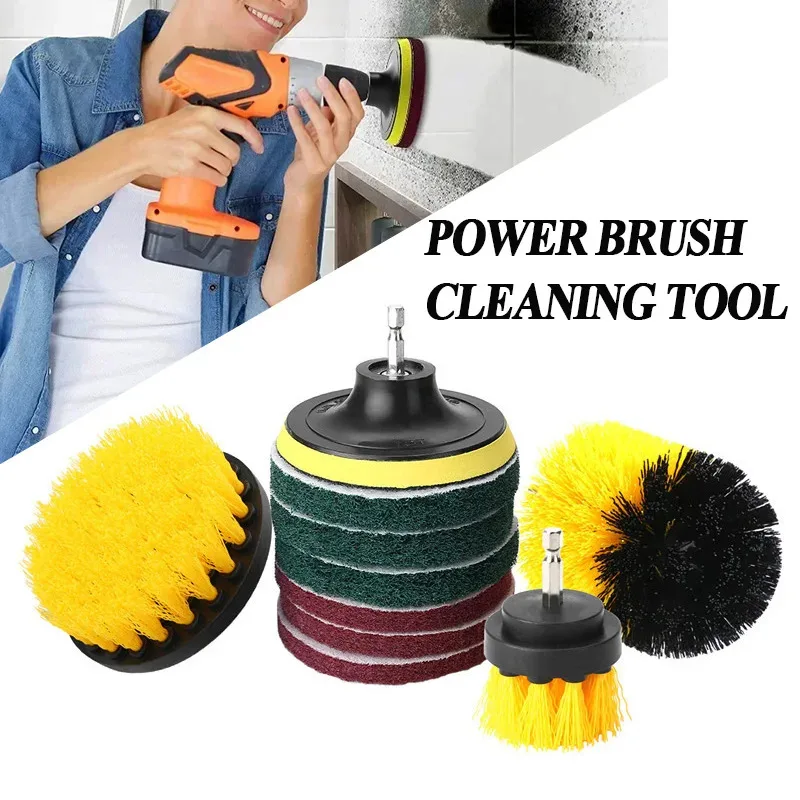 Electric Drill Brush Kit Effortless Cleaning Electric Cleaning Brush Tool for Car Tile Bathroom Kitchen Plastic Scrubber Brushes - Image 2