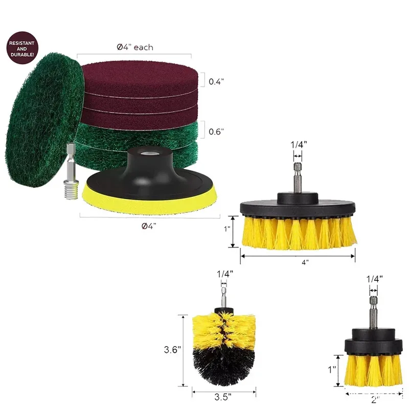 Electric Drill Brush Kit Effortless Cleaning Electric Cleaning Brush Tool for Car Tile Bathroom Kitchen Plastic Scrubber Brushes - Image 6