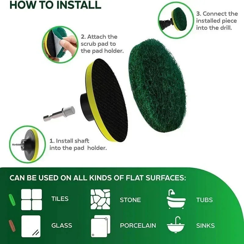 Electric Drill Brush Kit Effortless Cleaning Electric Cleaning Brush Tool for Car Tile Bathroom Kitchen Plastic Scrubber Brushes - Image 5