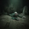 Electric Halloween Crawling Ghost Bald Head Glowing Eye Climbing Zombie Figure Realistic Folding Yard Bloody Zombie Outdoor