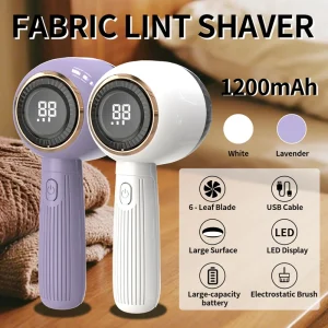 Electric Lint Remover Fabric Shaver Sweater Debobbler Clothes Fuzz Trimmer 3 Speed Digital Display Portable USB Rechargeable