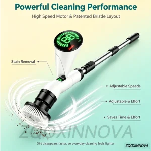 Electric Spin Scrubber, Bathroom Cordless Cleaning Brush Power Scrubber with Replaceable Brush Heads, Electric Cleaning Brush