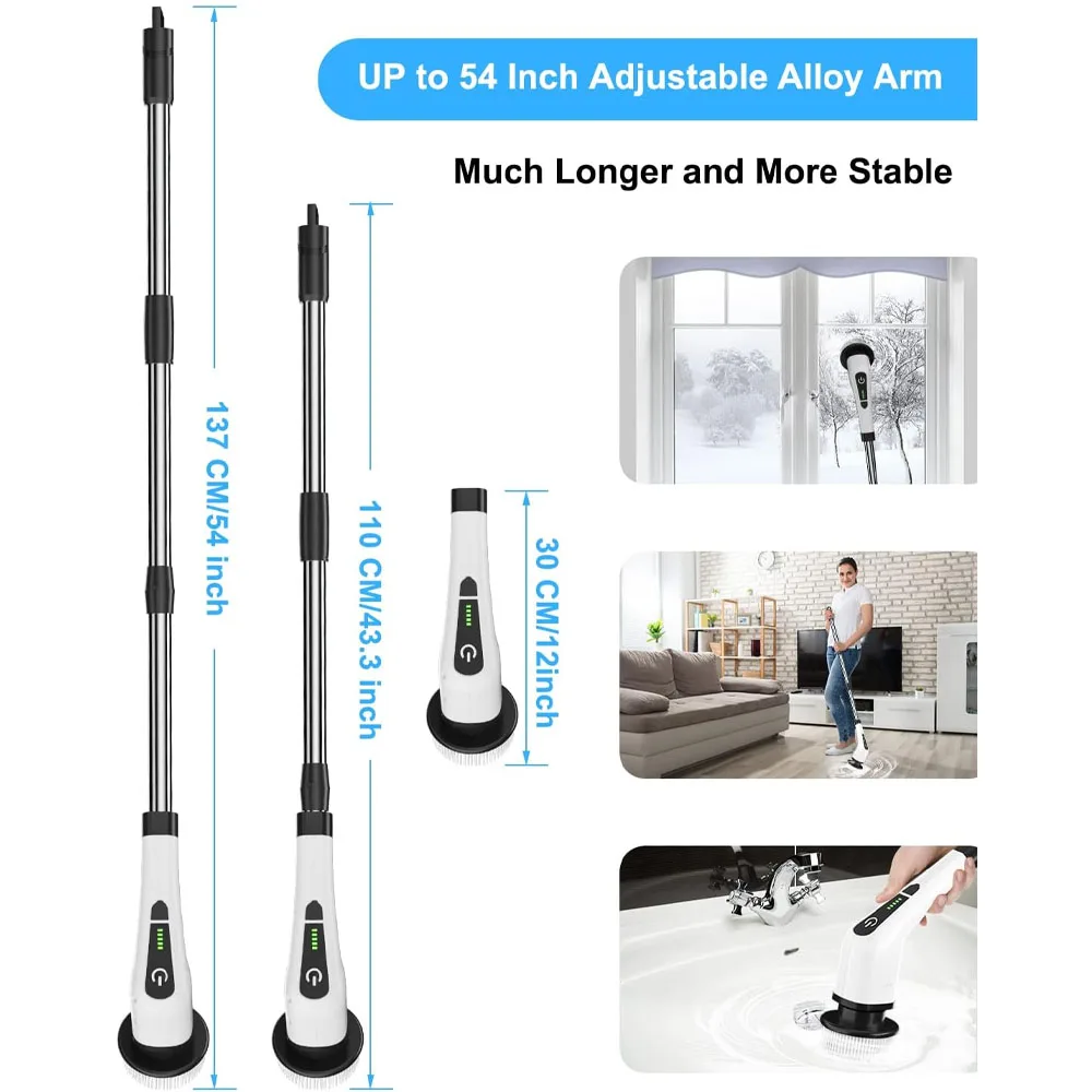 Electric Spin Scrubber With 8 Replaceable Brush Head Power Electric Cleaning Brush Handheld Rechargeable Shower Scrubber - Image 2