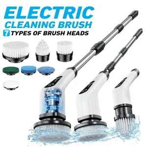 Electric Spin Scrubber With 8 Replaceable Brush Head Power Electric Cleaning Brush Handheld Rechargeable Shower Scrubber