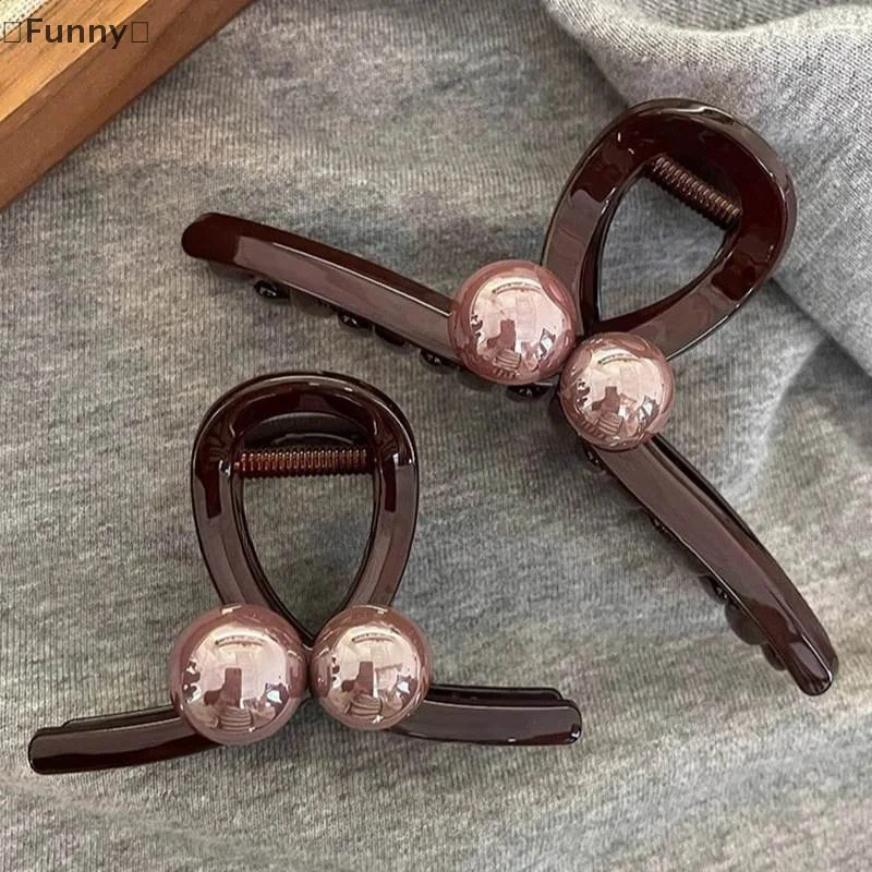 Elegant Pearl Hair Claw For Women Girls Simple Large Shark Clip Trendy Plastic Hairpin Fashion Versatile Hair Accessories Gifts - Image 2