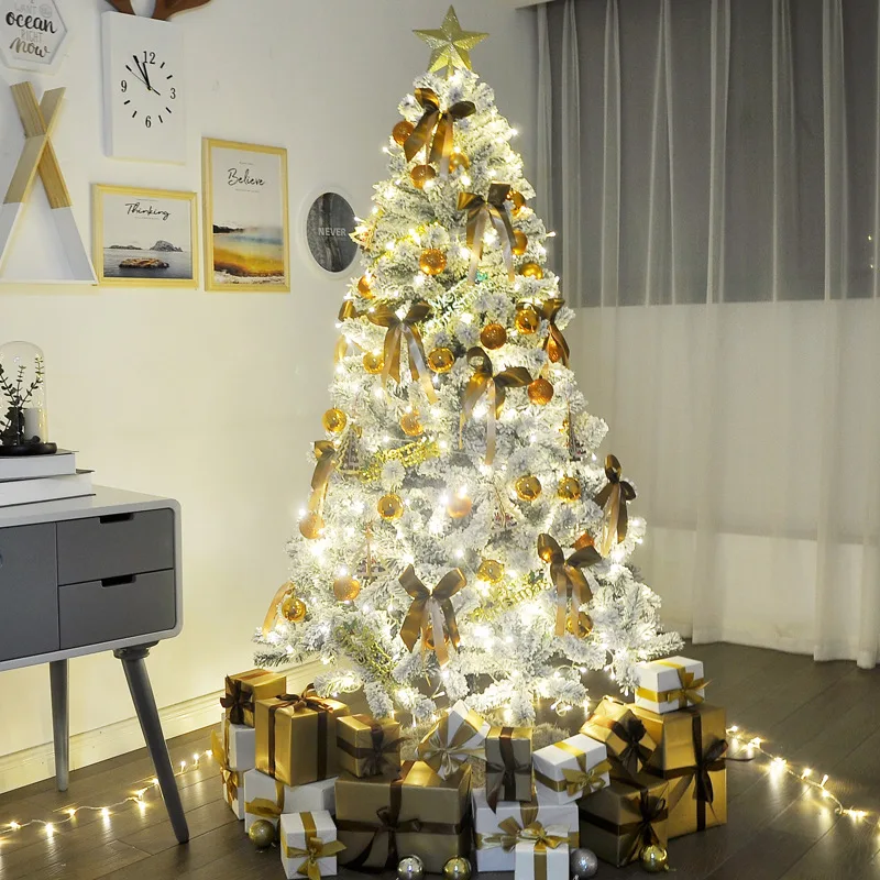 Encryption Snow Covered Christmas Tree with Christmas Ball Decorations &Light String for Christmas Shopping Mall Home Decoration - Image 3