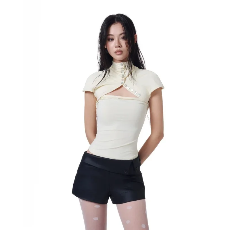 European and American 2026 summer French retro style hanging neck and waist dress, women's slimming A-line skirt short style - Image 2