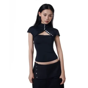 European and American 2026 summer French retro style hanging neck and waist dress, women's slimming A-line skirt short style