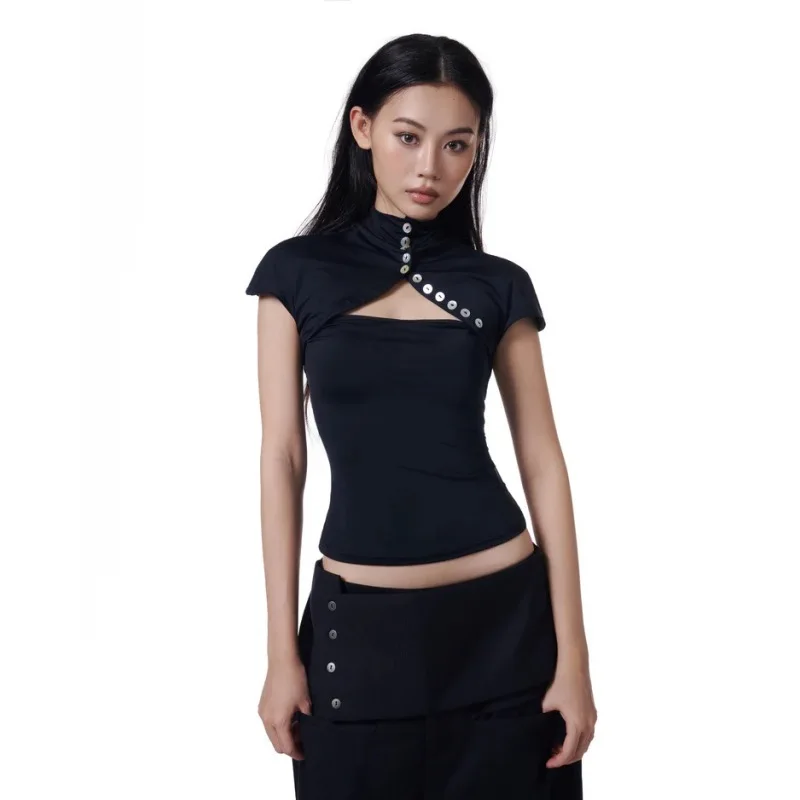 European and American 2026 summer French retro style hanging neck and waist dress, women's slimming A-line skirt short style