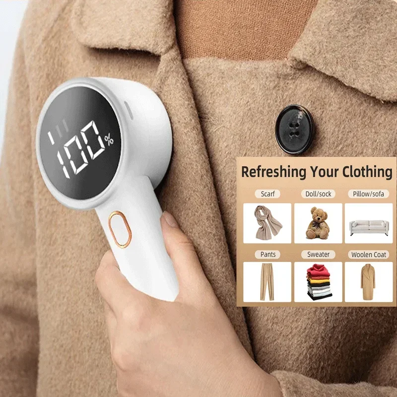 Fabric Shaver Rechargeable Lint Remover Electric Portable Jumper Remover LED Display Removes Pilling for Clothes Furniture Sofas - Image 2
