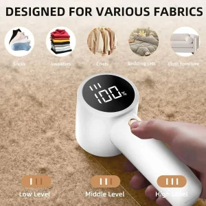 Fabric Shaver Rechargeable Lint Remover Electric Portable Jumper Remover LED Display Removes Pilling for Clothes Furniture Sofas