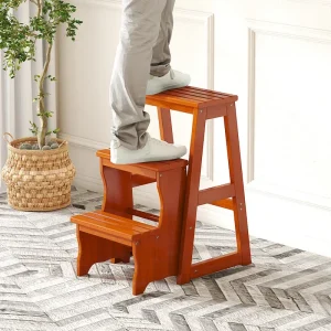 Factory direct sale Durable Ladder stool Household foldable stool All solid wood dual-purpose stool Multifunctional chair