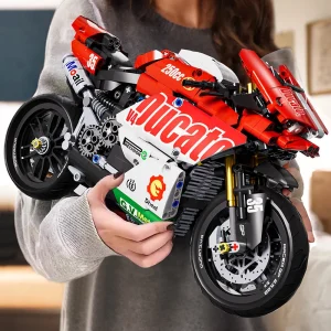 Famous V4 Motorcycle Building Blocks Set,Super Motorbike Model Kit,Technical Racing,STEM Assembled Toys Gifts For Boys And Girls