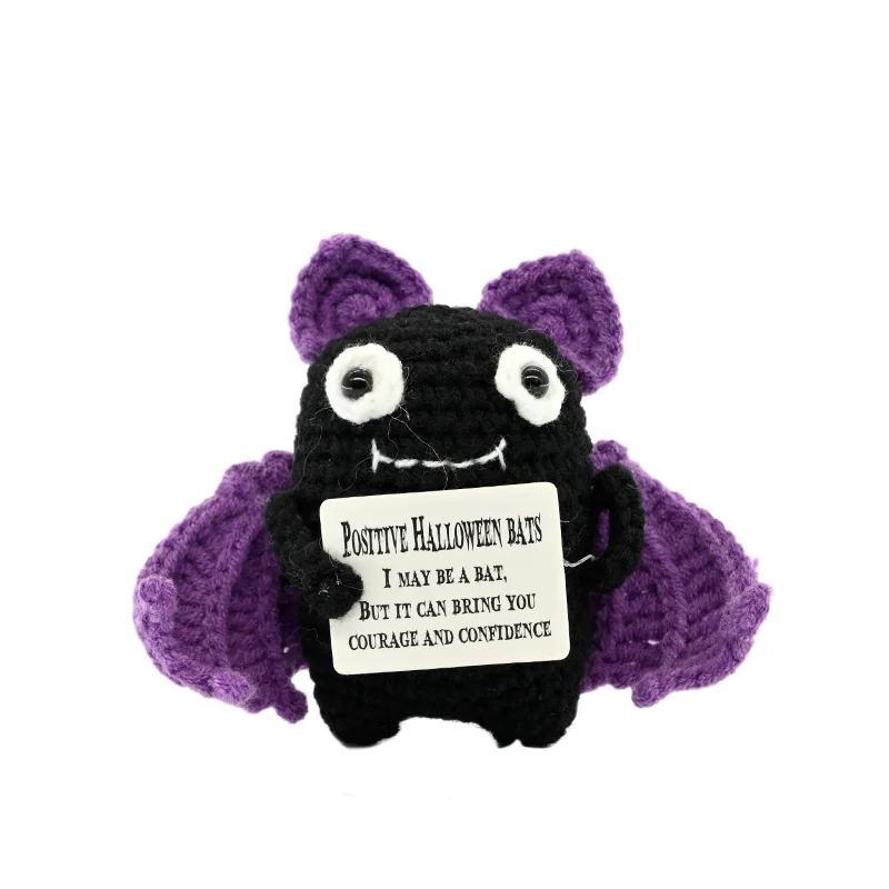 Festival Series Positive Energy Crochet Halloween Handmade Knitted Doll with Encouragement Card Mini Desk Decor Gift - Image 6