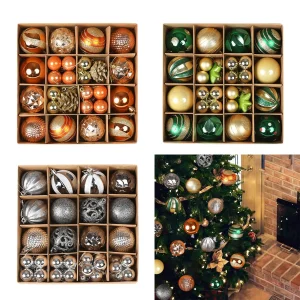 Festive Set of 36 Christmas Ball Ornaments for Tree Decoration