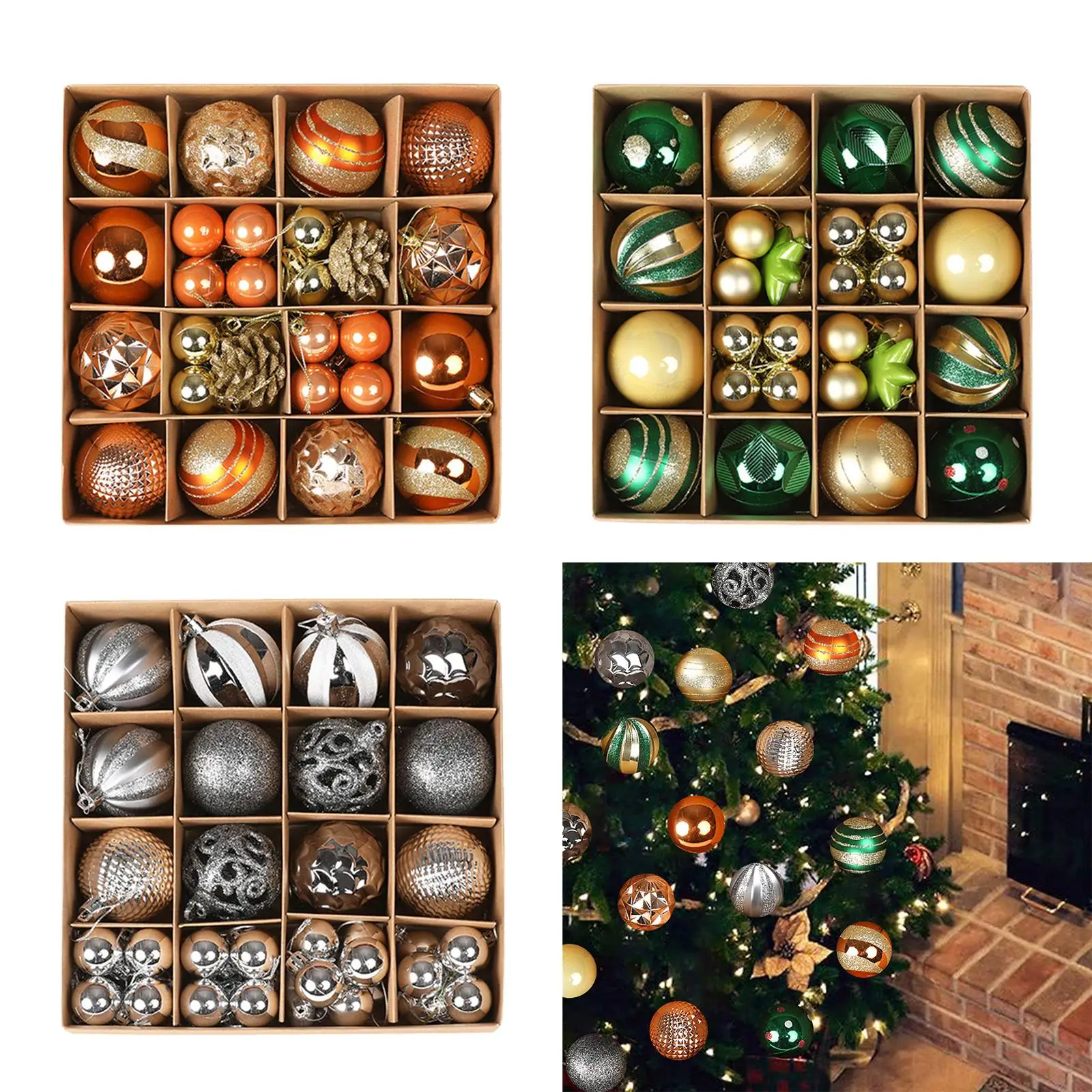 Festive Set of 36 Christmas Ball Ornaments for Tree Decoration Festive Set of 36 Christmas Ball Ornaments for Tree Decoration