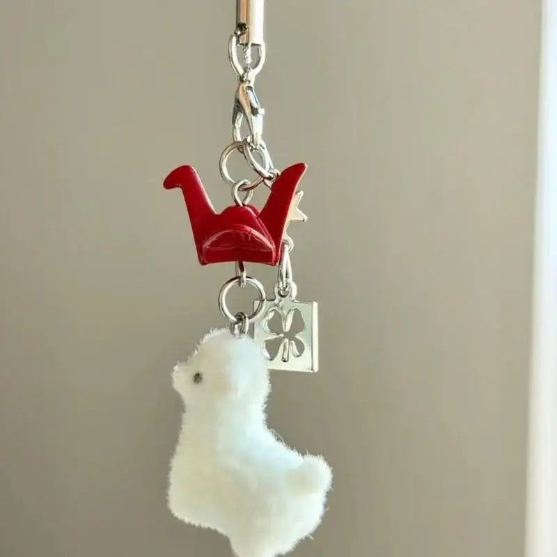 Flocking Animal Pendant Keychain For Women Girls Cute Bag Pendant Mobile Phone Chain Gifts - Image 4